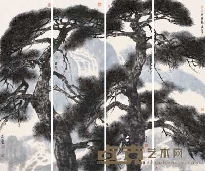 蔡超 2005年作 井岗松涛 四屏 180×45cm×4